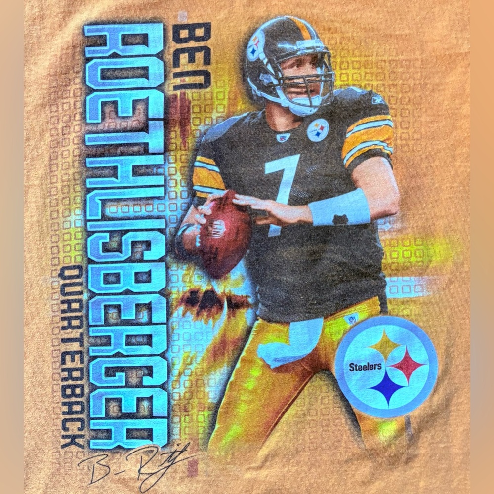 Pittsburgh Steelers ‘Big Ben’ T-Shirt Size XL HOF Yellow - Picture 3 of 4